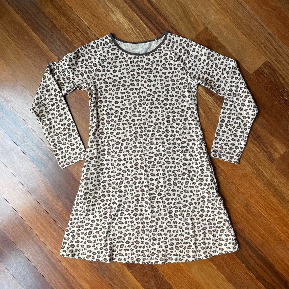 Lands' End Sz 14 Long Sleeve Knit Leopard Spot Print Dress